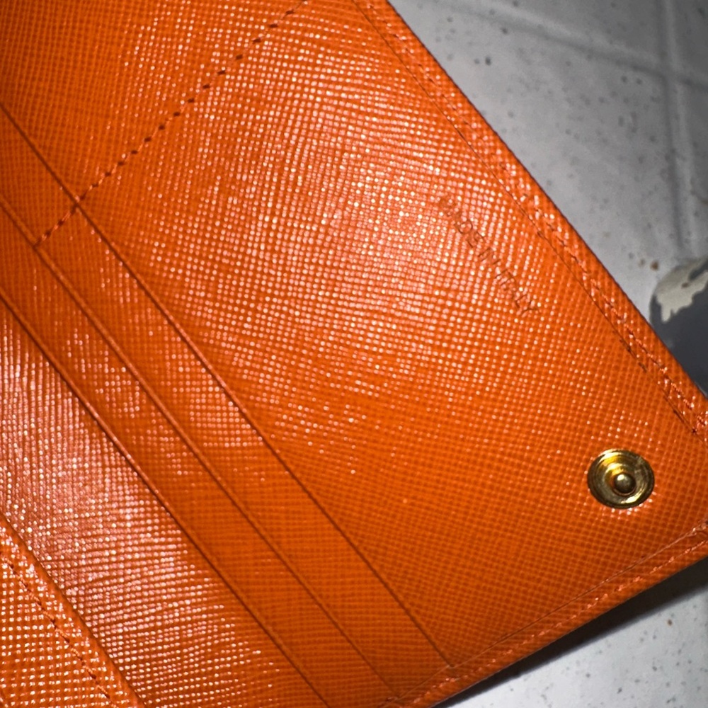Authentic Prada Orange Saffiano Leather Bow Clutch - Picture 5 of 8